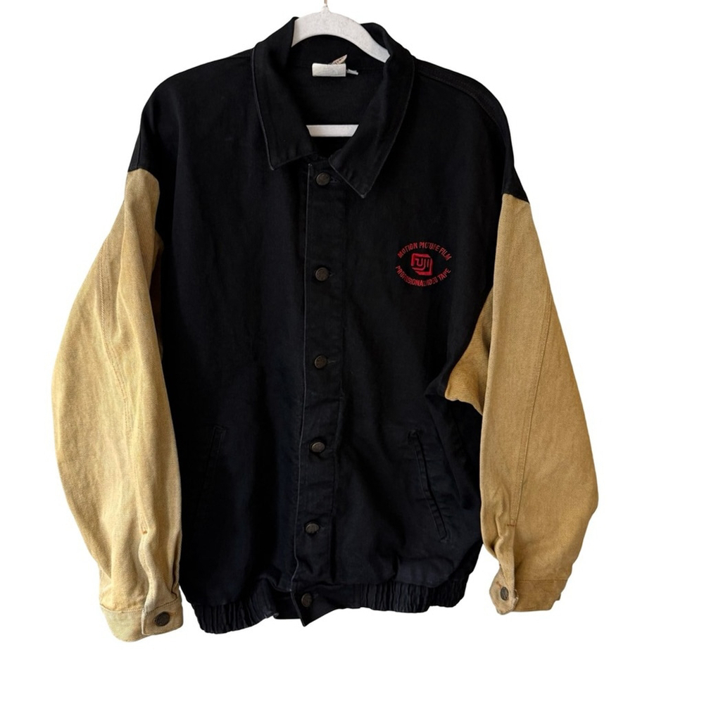 Vintage 90s Lonesome Dove The Outlaw Years Black &Tan Denim Crew Jacket Size M - Picture 2 of 16